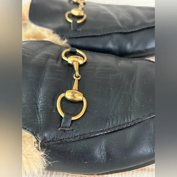 Gucci Princetown Fur Lined Leather Mules Men’s 45 Kind Of Thrashed but Clean 11 - Picture 3 of 15
